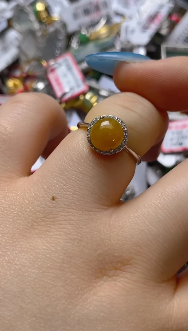 银S925镶嵌戒指翡翠百内无证书