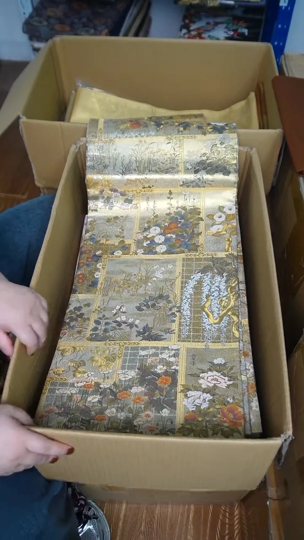 织绣32双面全通1800织人物风景丸带