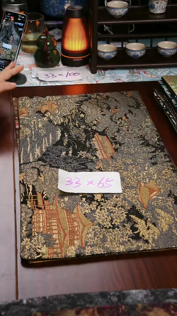 【西阵织登鹳雀楼黑金双面】中国风干泡织锦茶席33*65