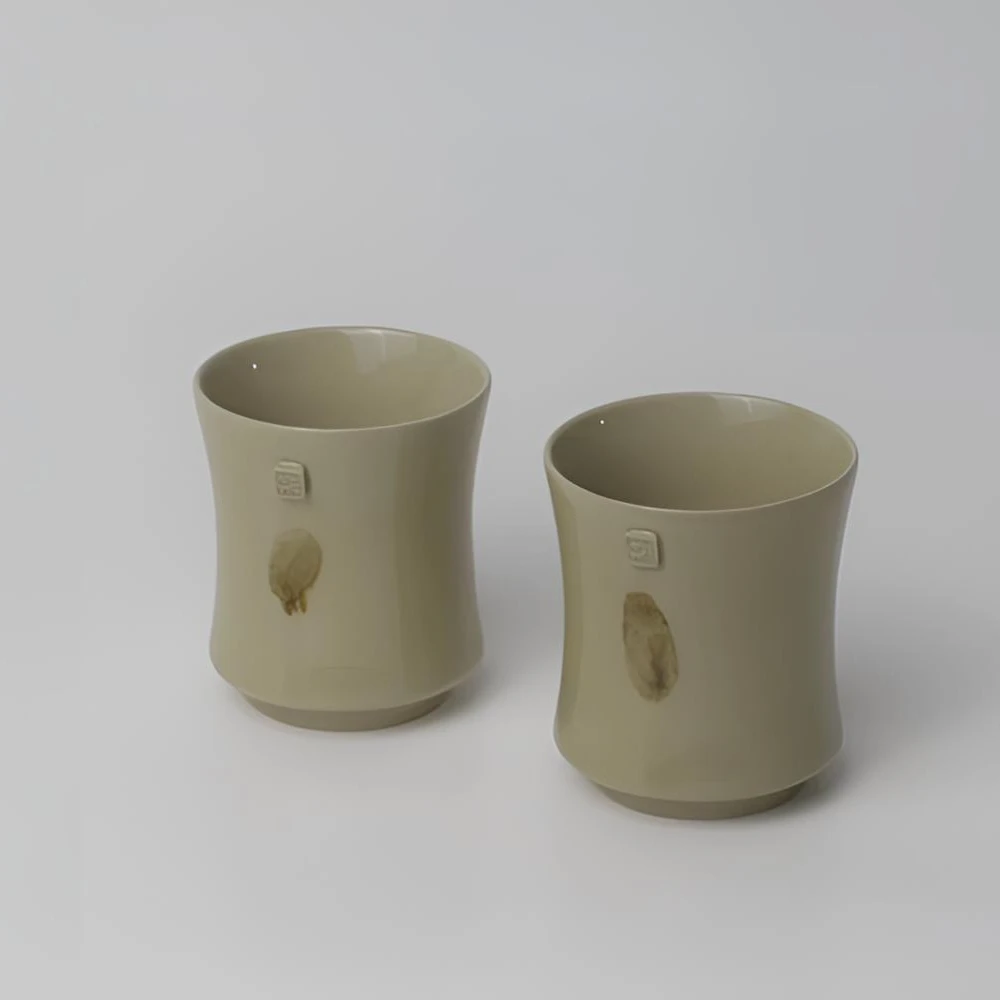 温州非遗瓯窑蓝色束腰杯