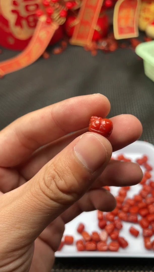 【闪购商品】南红玛瑙单珠未镶嵌8号柿子红卡8*11金钱貔貅一颗