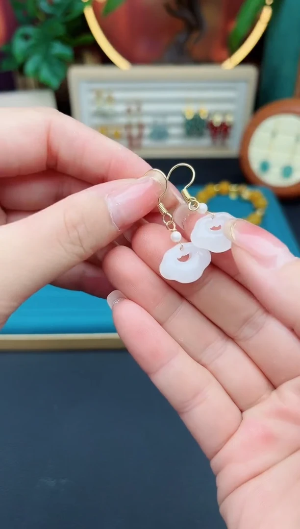 玛瑙/玉髓耳饰银S925镶嵌w23000