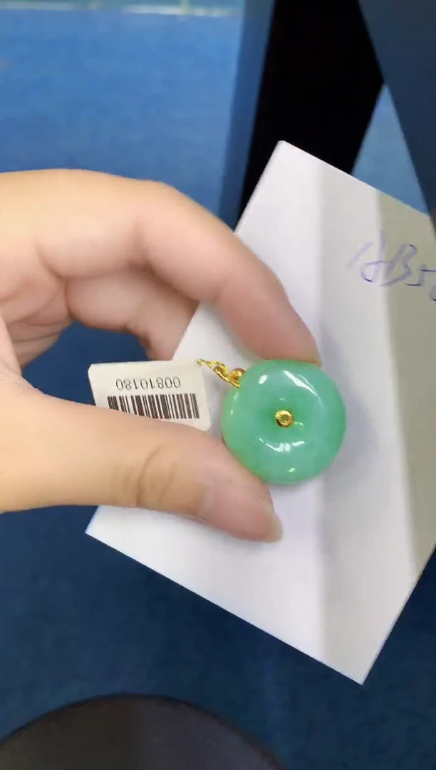 翡翠18K金镶嵌颈饰天然緬甸A貨翡翠