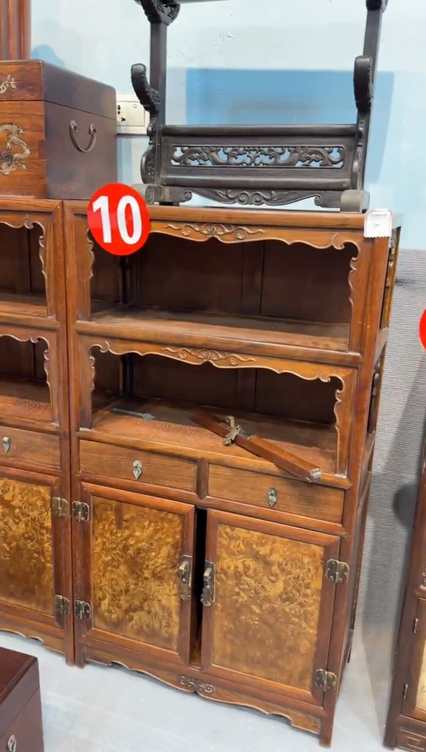 木花梨 双层小亮格柜