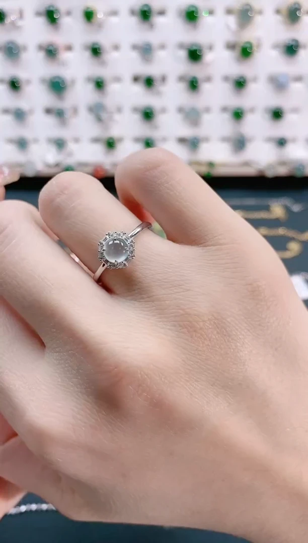 【闪购商品】翡翠戒指银S925镶嵌天然翡翠
