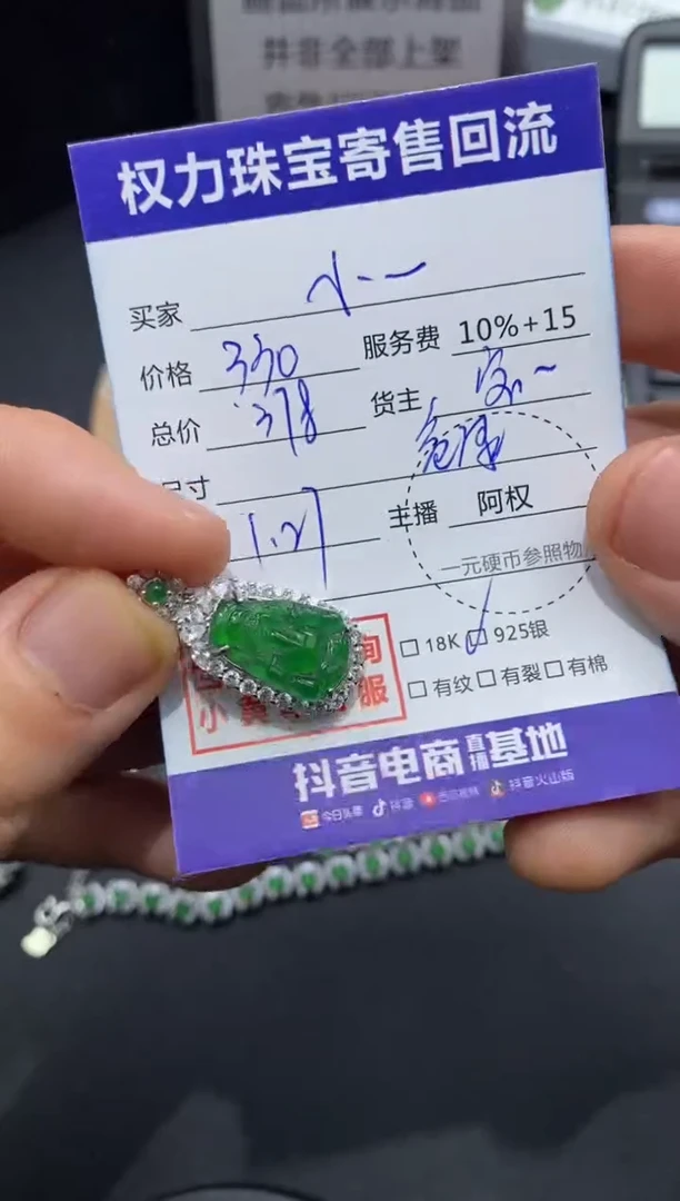 【闪购商品】翡翠颈饰银S925镶嵌寄售不退换