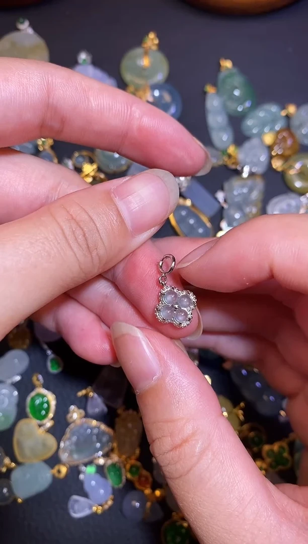 翡翠银S925镶嵌颈饰天然A货翡翠