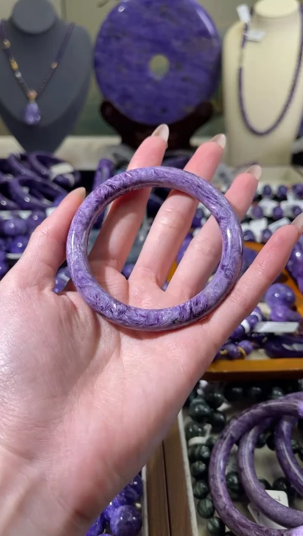未镶嵌查罗石（紫龙晶）手镯李*人圆条58