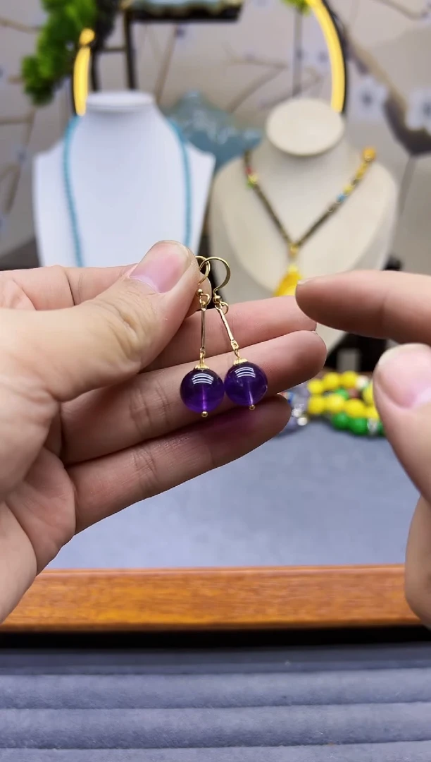 【闪购商品】紫晶耳饰14K金镶嵌EEEEEEEEE