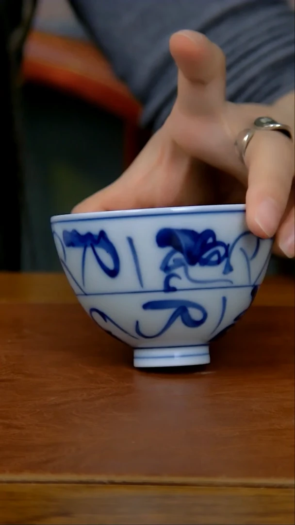 【闪购商品】茶花纹鸡心杯（柴窑）