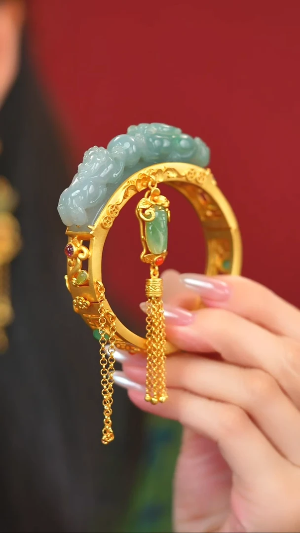 银S925镶嵌手镯翡翠新款
