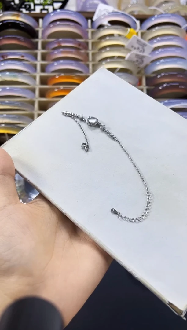 玛瑙/玉髓手镯未镶嵌七***a925银镶