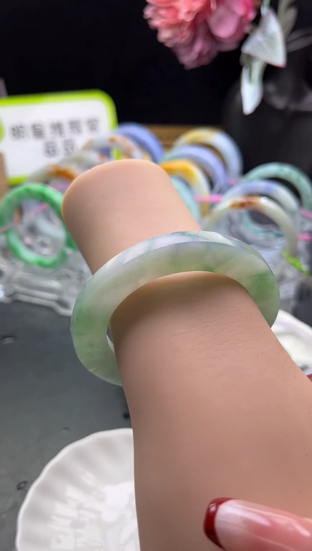 未镶嵌手镯定制翡翠51-60飘花「定制不退不换」