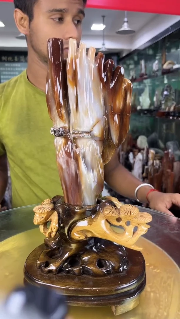 未镶嵌珠宝奇石硅化玉缅甸天然树化玉摆件