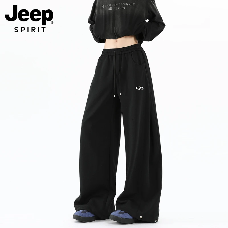 JEEPSPIRIT美式潮牌弯刀卫裤重磅宽松拖地长裤男女夏休闲阔腿春秋