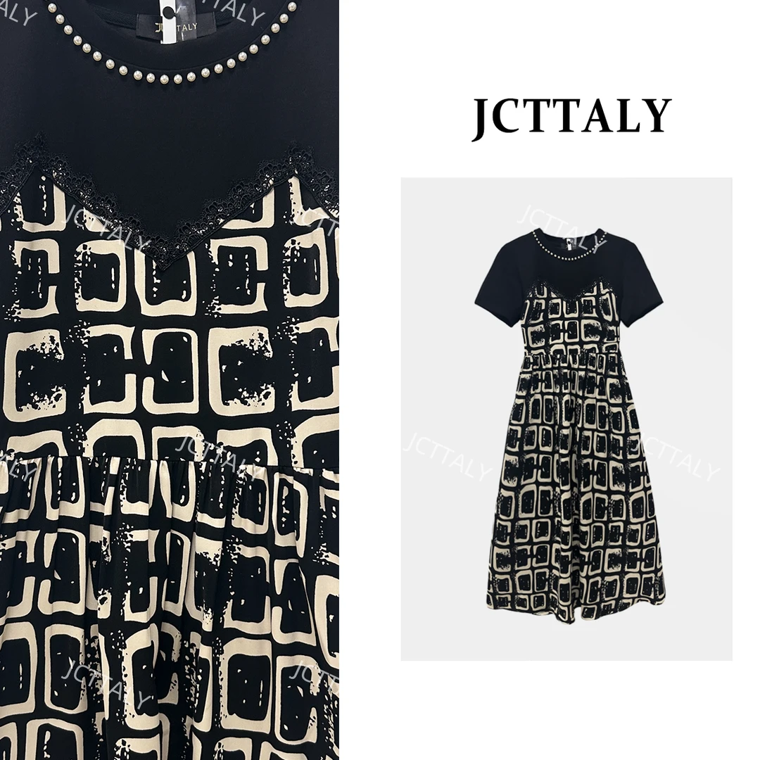 【Linda】【86】夏季法式复古印花显瘦气质假两件连衣裙NH-A473