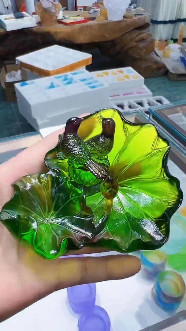 手工艺品琉璃古法琉璃 鸳鸯摆件