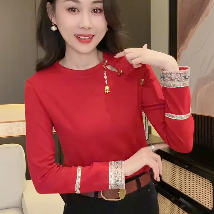 新款国风流苏拼接上衣小衫修身显瘦时尚百搭减龄气质网红新款国风