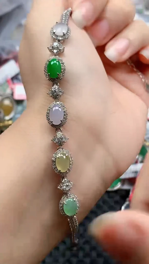 银S925镶嵌戒指翡翠天然A货缅甸翡翠