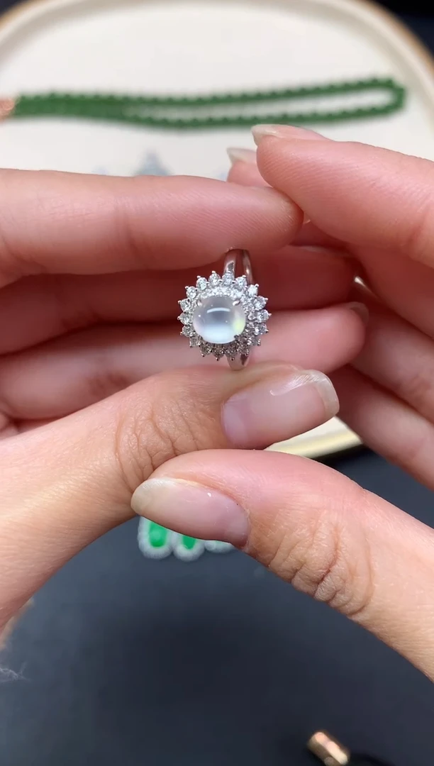 【闪购商品】翡翠戒指18K金镶嵌戒指A329|6800