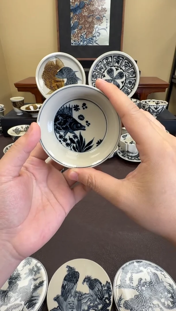 二号釉鱼藻纹金鳞盏