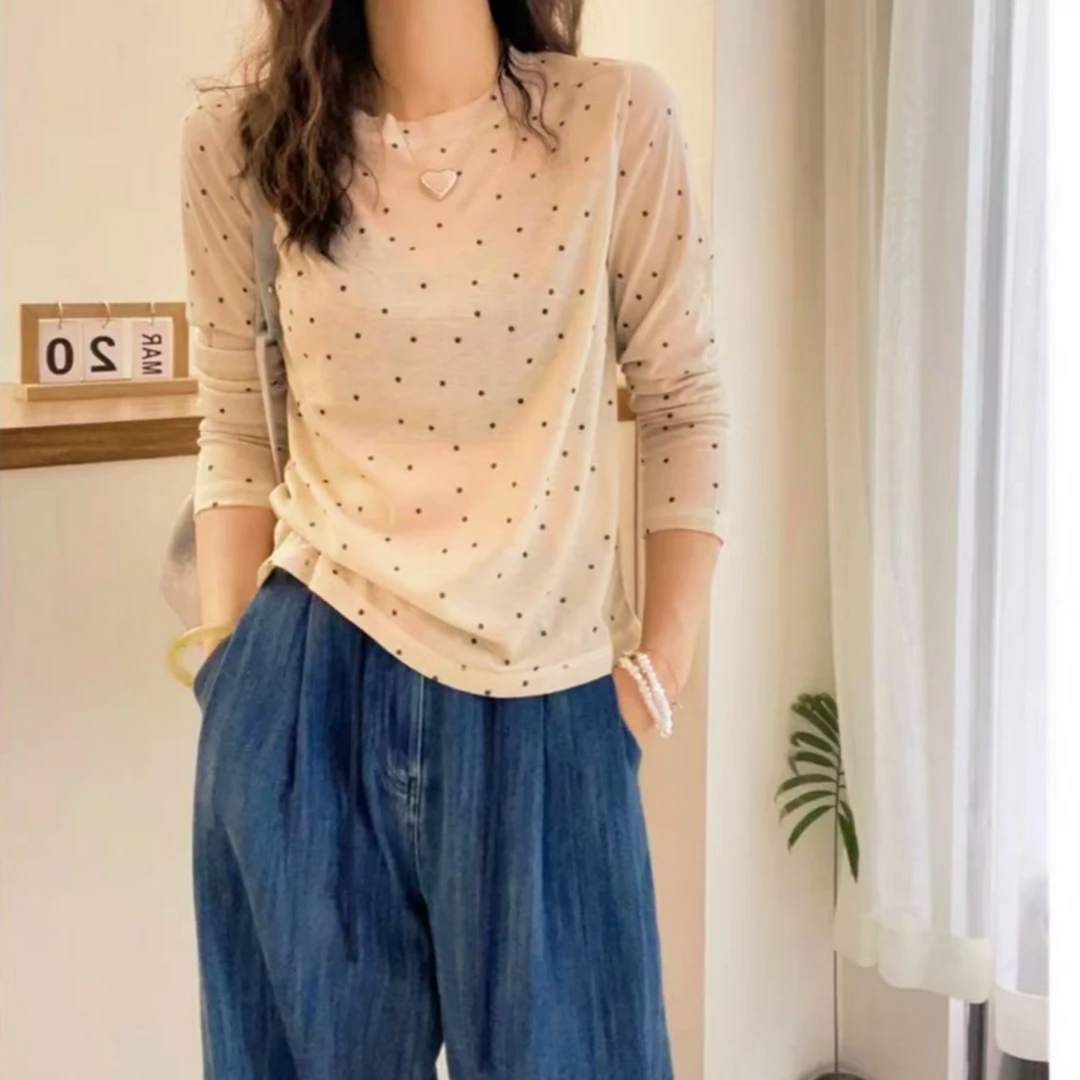 7769-波波点印花（杏卡）天丝防晒衣