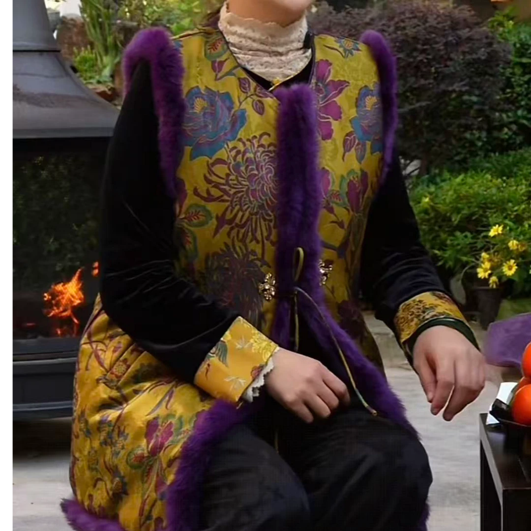 【即遇——紫卉】秋冬新款新中式毛毛马甲