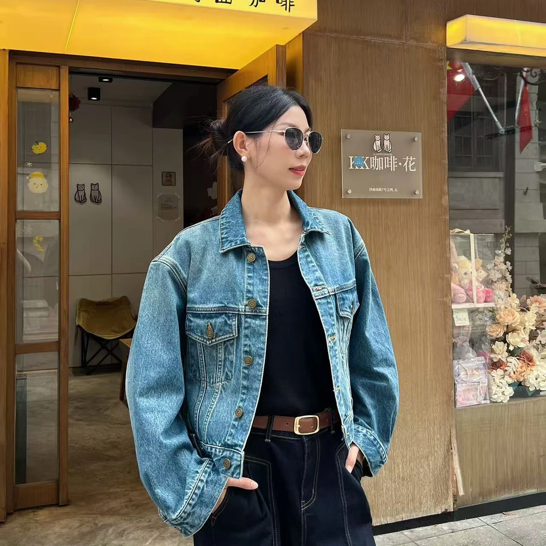 复古洗水重工短款牛仔外套2025秋冬新款时髦设计感百搭夹克上衣女