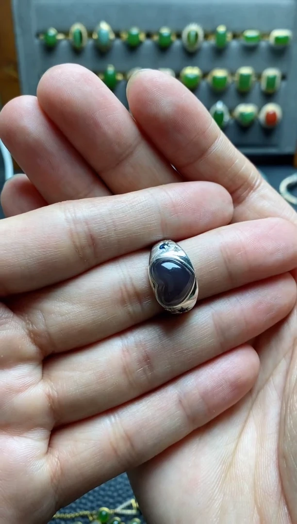 【闪购商品】和田玉14圈口银S925镶嵌戒指