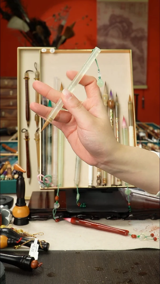 13号孤品高货毛笔链接 清水试笔 蘸墨不退