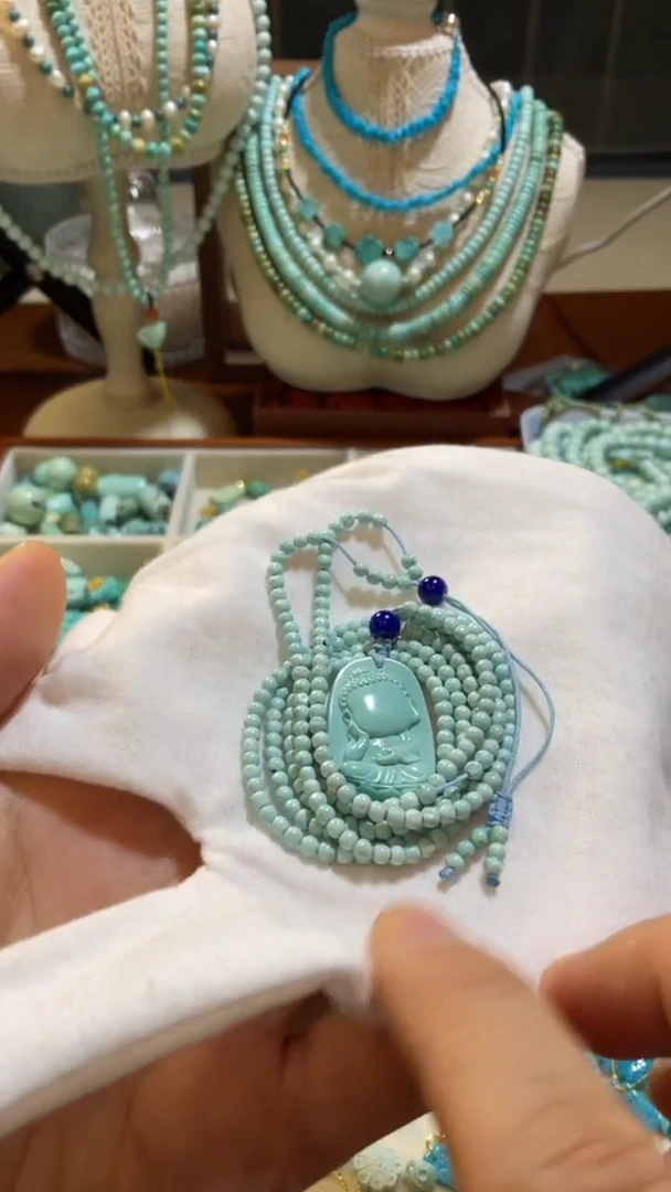 未镶嵌绿松石颈饰24*15.8mm无相佛2.6mm长链