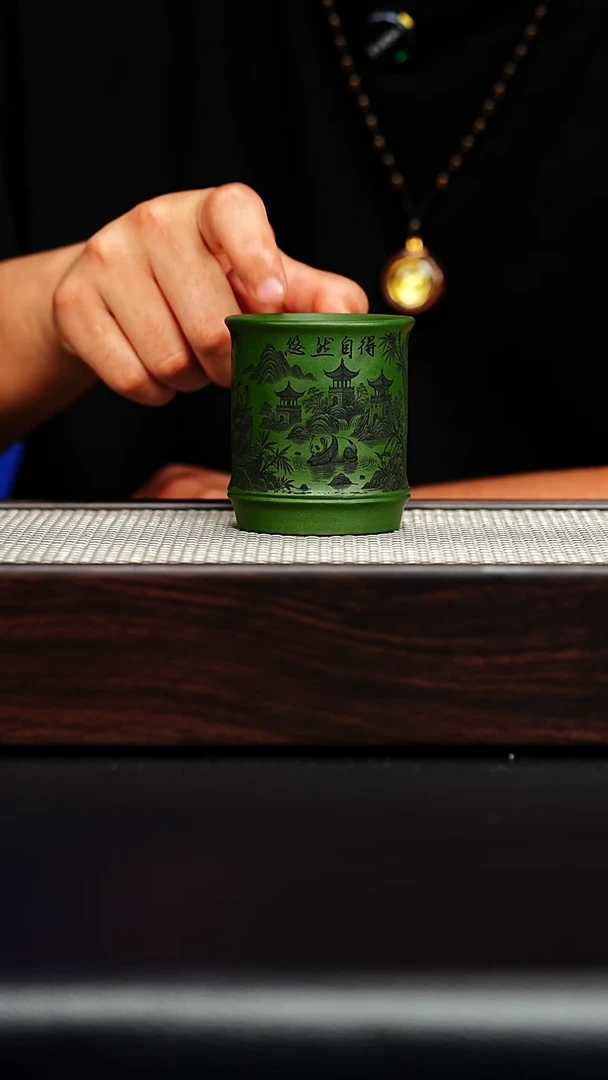 茶壶紫砂熊猫竹节杯