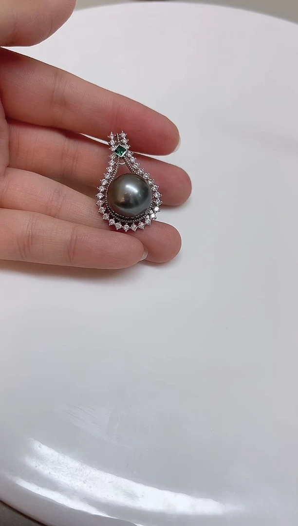 银S925镶嵌颈饰海水珍珠14m