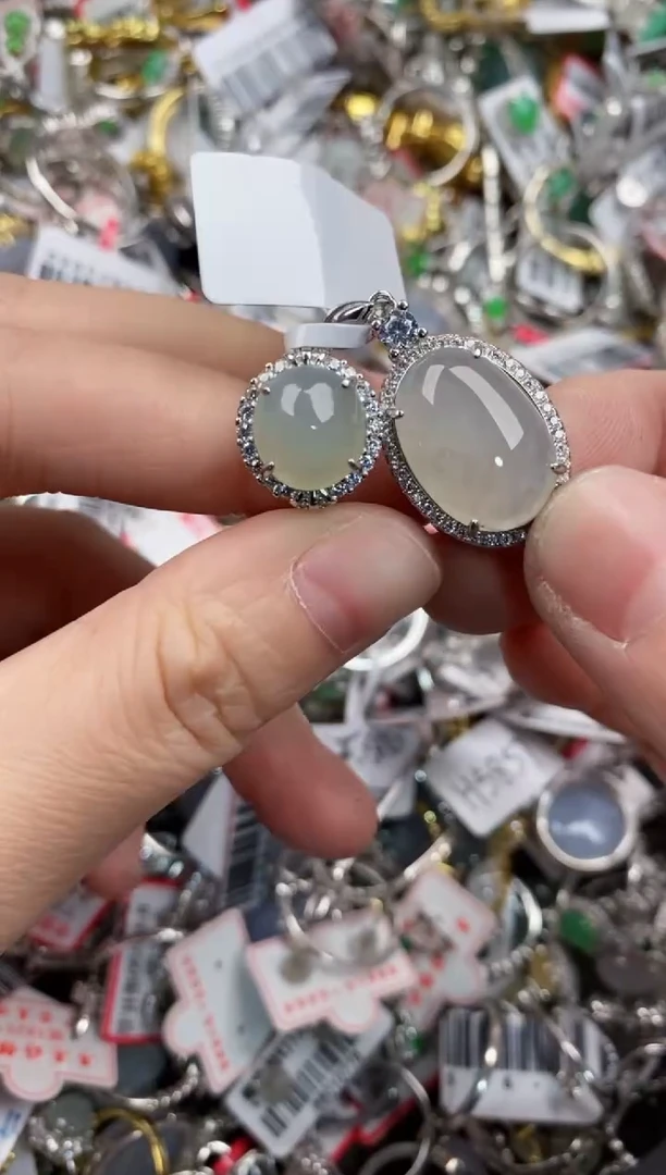 银S925镶嵌戒指翡翠555----8