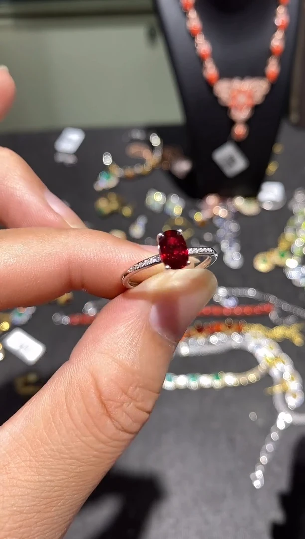 戒指蓝宝石银S925镶嵌戒指