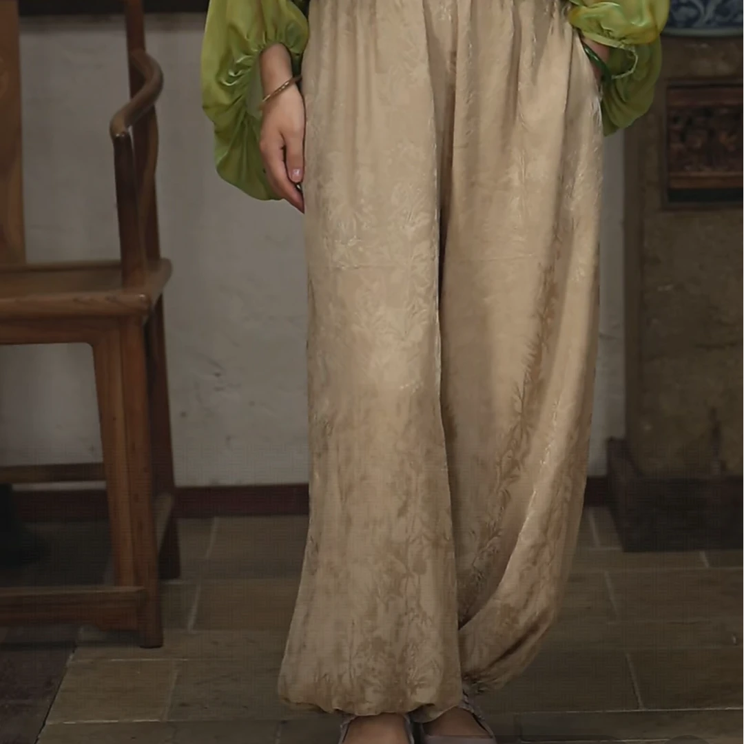 【石喃】原创设计新中式天丝麻灯笼裤松紧腰【不知春】