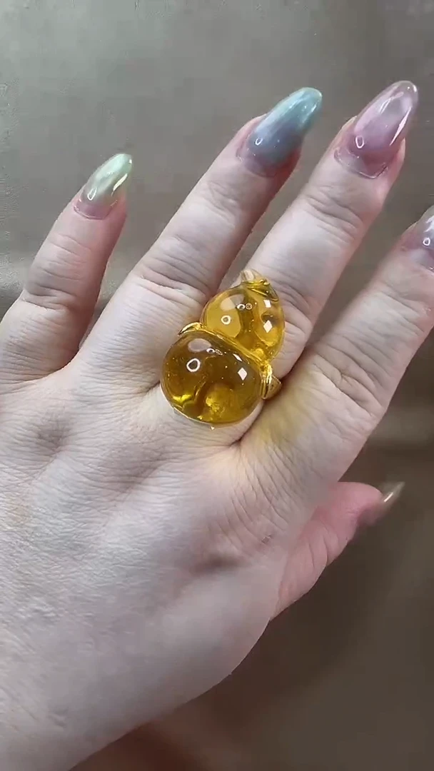 琥珀未镶嵌戒指戒指