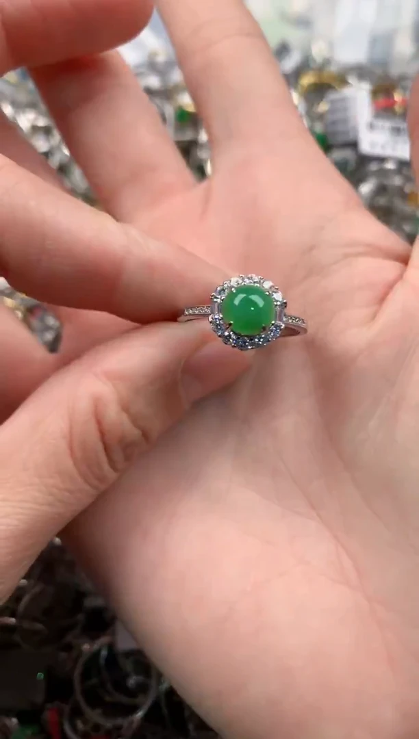 银S925镶嵌戒指翡翠111   5