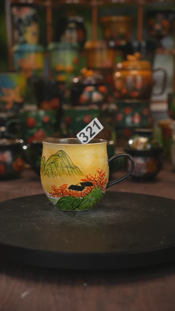 油画手绘釉下彩杯子321