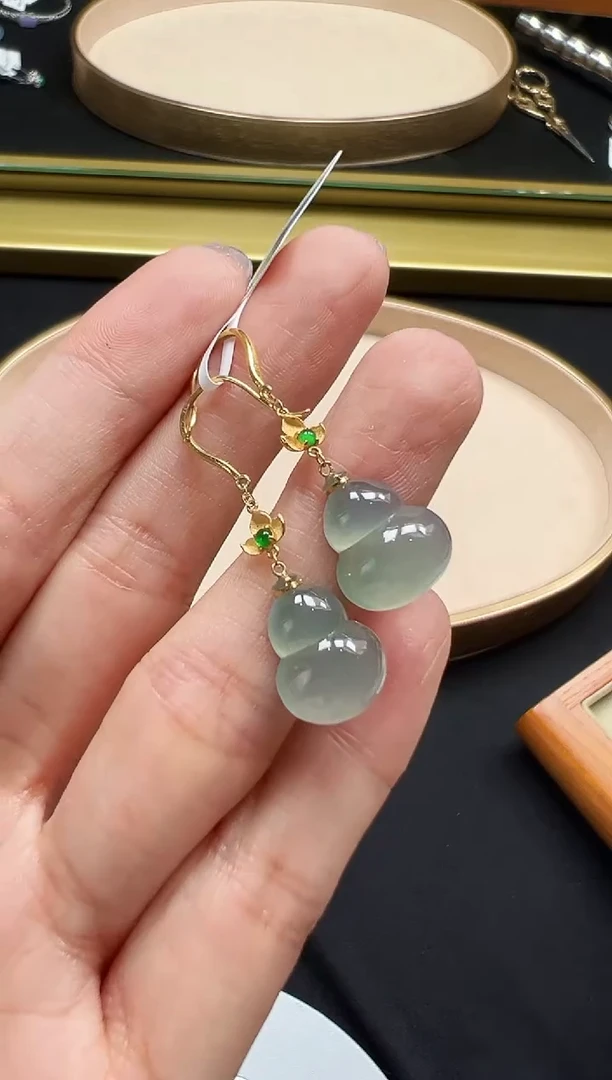 翡翠18K金镶嵌耳饰DFZ0917-151