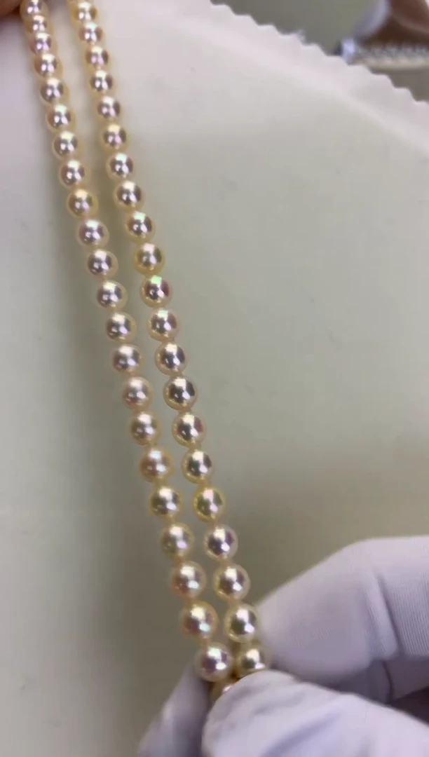 银S925镶嵌DA海水珍珠 GD045 5.5-6 羽皇金rose串链带大证