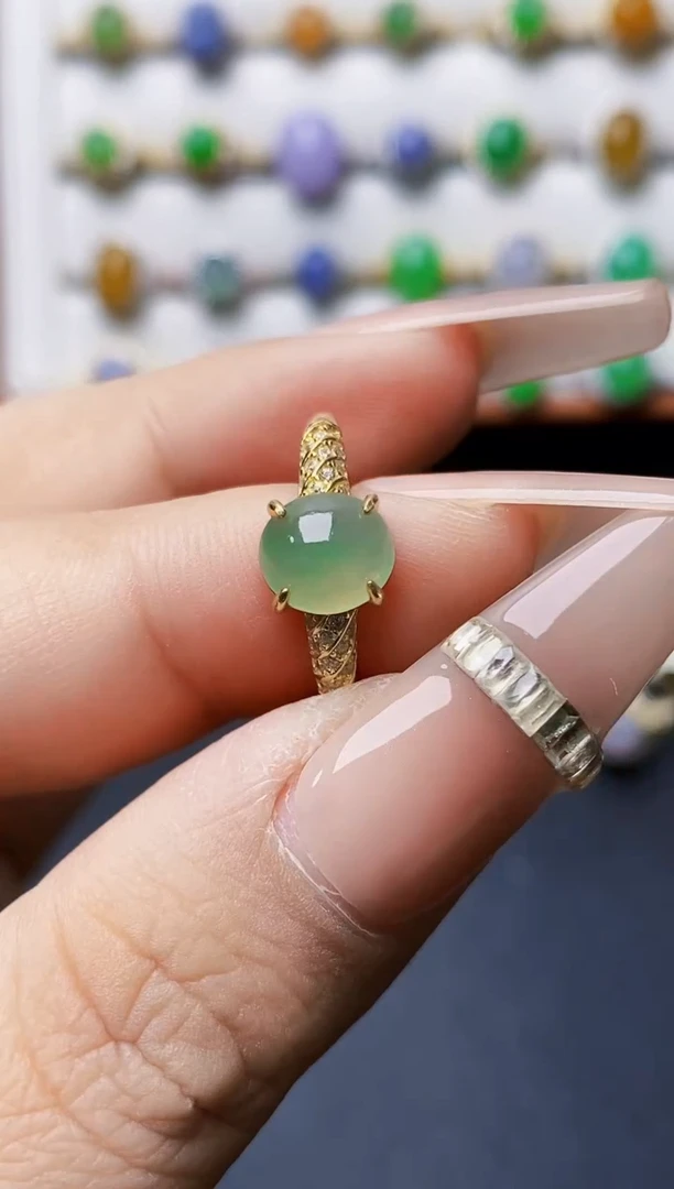 银S925镶嵌戒指翡翠0383