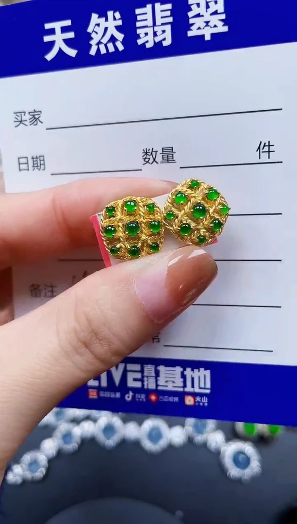 银S925镶嵌翡翠耳饰161