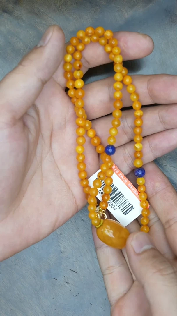 【闪购商品】琥珀裸石未镶嵌老蜡枣珠DIY项链多样性发其一
