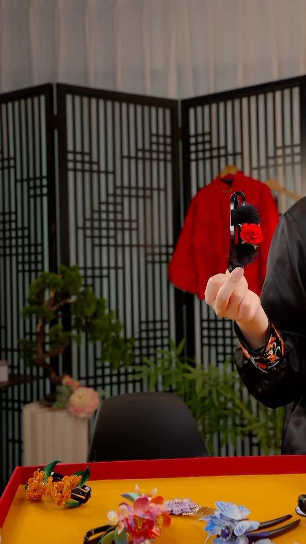 刺绣明*非遗绒花饰品