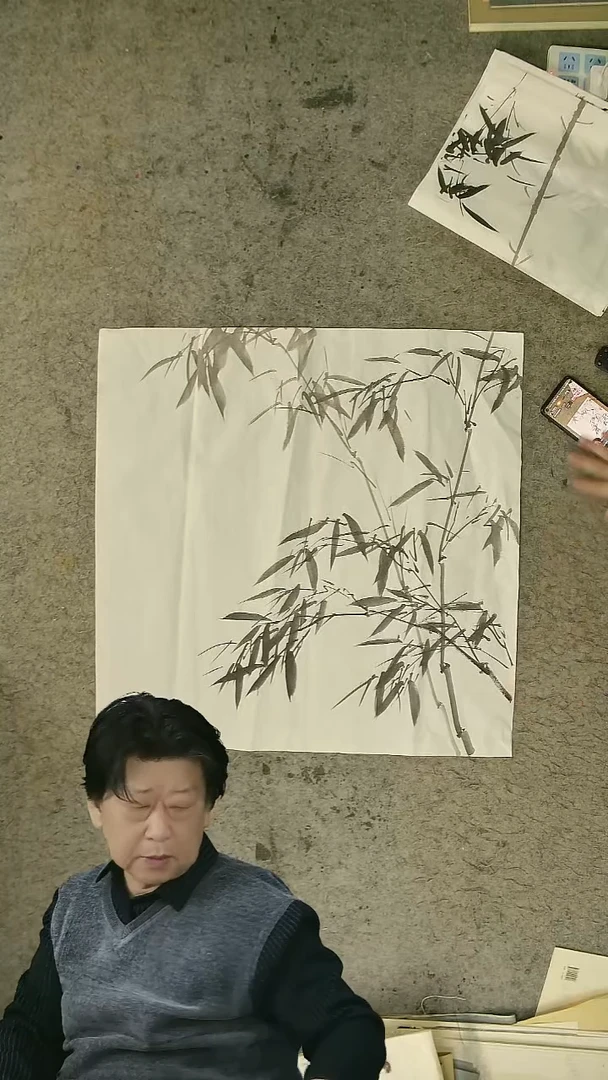 国画四尺斗方  墨竹   69*69cm