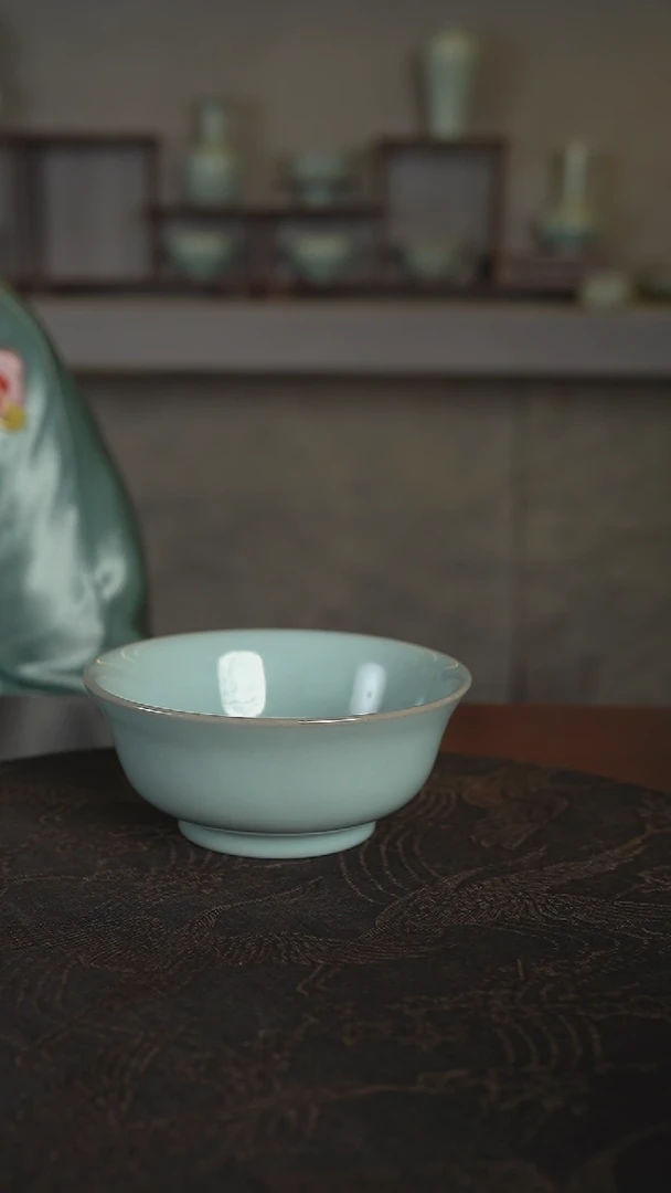 【闪购商品】杯汝窑天青釉瓷器微微瑕