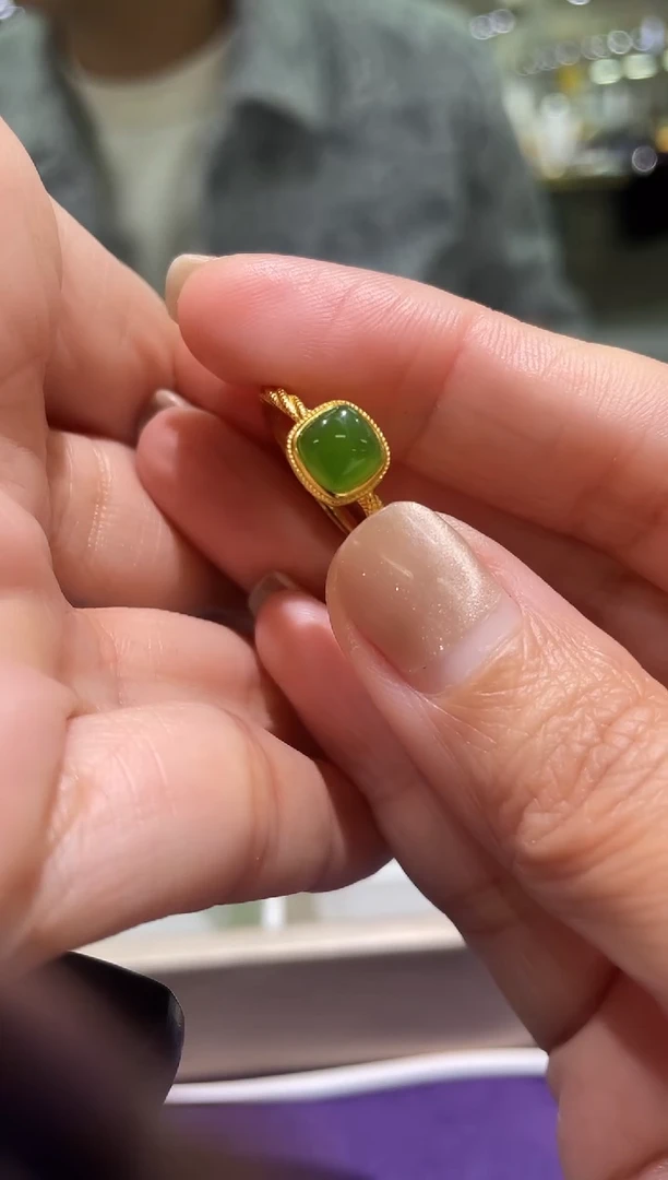 银S925镶嵌手镯和田玉和田玉碧玉戒指925银镶