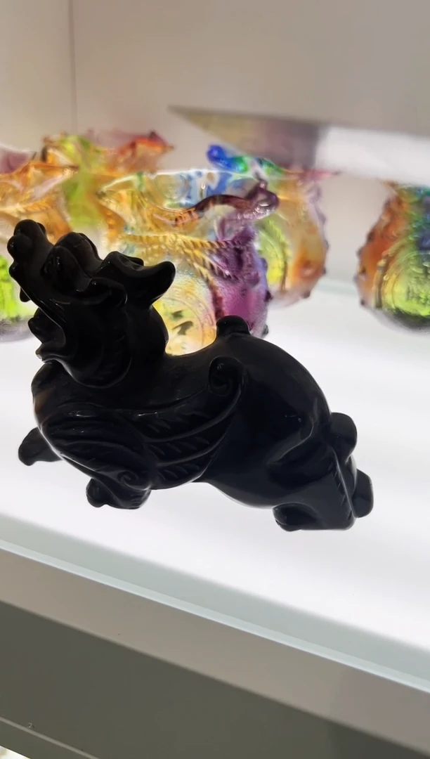 琉璃手工艺品古法琉璃摆件 貔貅黑色