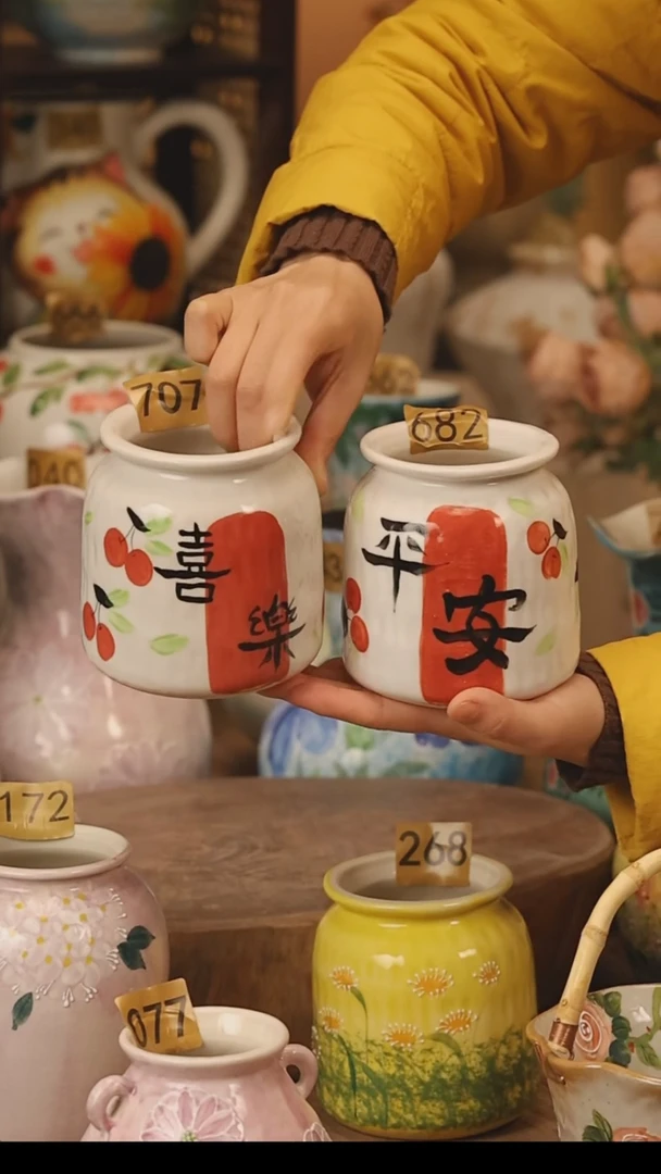 陶瓷景德镇设计师手作花器摆件侘寂风@M682和707@2个